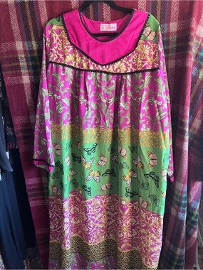 Vintage Boho Caftan Maximalist with Butterflies XL XXL